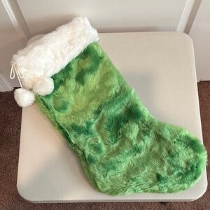 Green and White Holiday Stocking